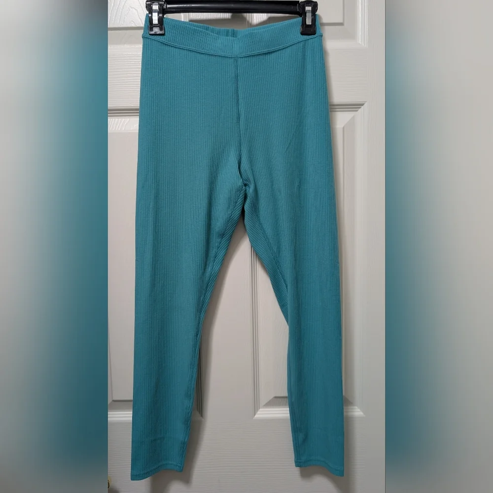 ALO Yoga Blissful High-Waisted Ribbed Leggings Teal Blue Green Size Small S
